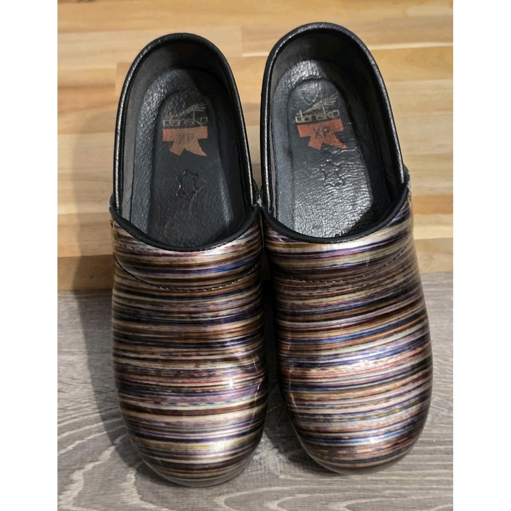 Dansko Multicolor Striped Leather Clogs
